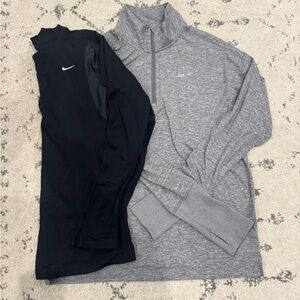 2 Nike Running Dri-Fit Fit Dry Collar Zip Shirt Long Sleeve Top